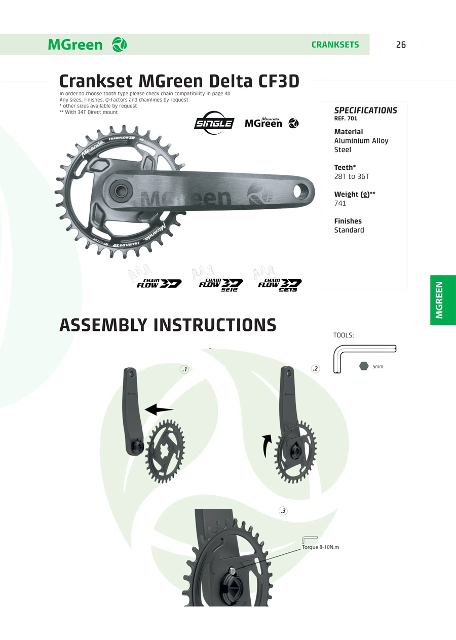 MGreen assembly — original dimensioned reference from the Miranda 2026 catalogue